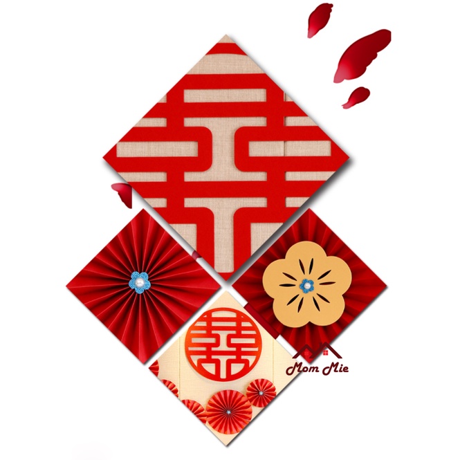 [MỚI] Set trang trí phông nền đám cưới vải nỉ đỏ thắm, tinh xảo, nổi bật - LD019