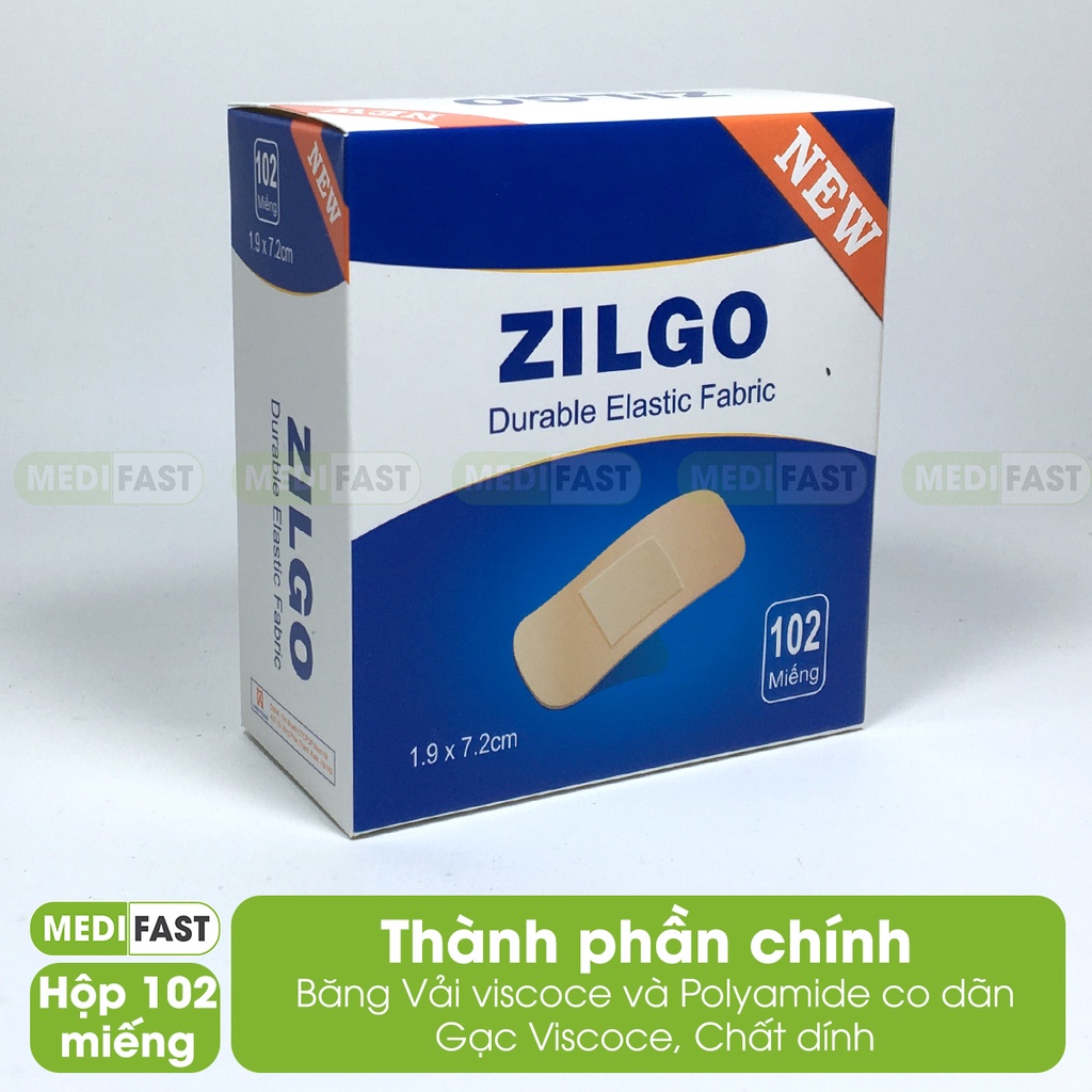 Băng cá nhân Zilgo 102 miếng - Băng vết thương nhỏ, mụn trứng cá