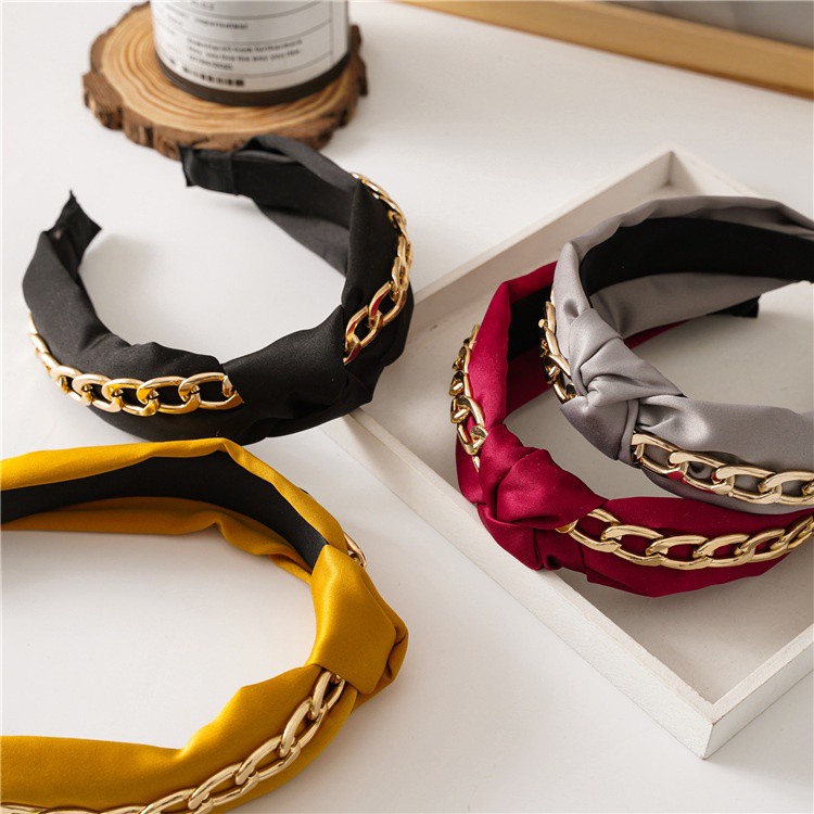 Băng Đô Vải Bản Rộng Thắt Nút Màu Sắc Thời Trang Xuân Hè