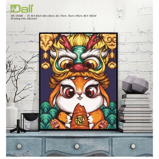 Tranh treo tường tự tô màu số hóa DALI Tranh Chú thỏ đáng yêu DV048