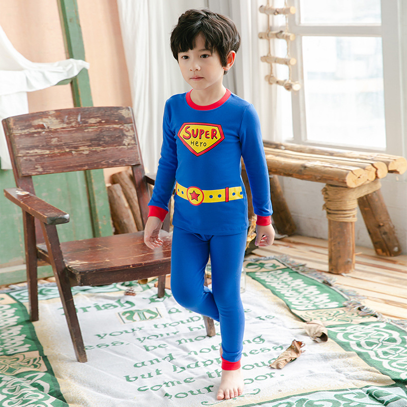 Kids Boys Superhero Design Pajamas Sleepwear Newborn Long Sleeve Top+Pants Leggings Warm Nightwear