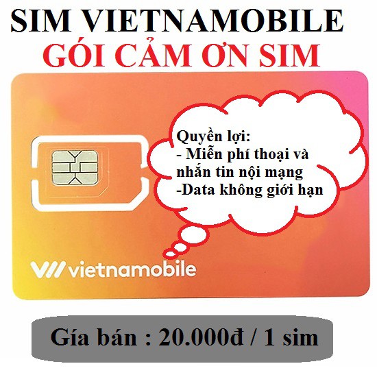 Sim vietnamobile gói cảm ơn data không giới hạn