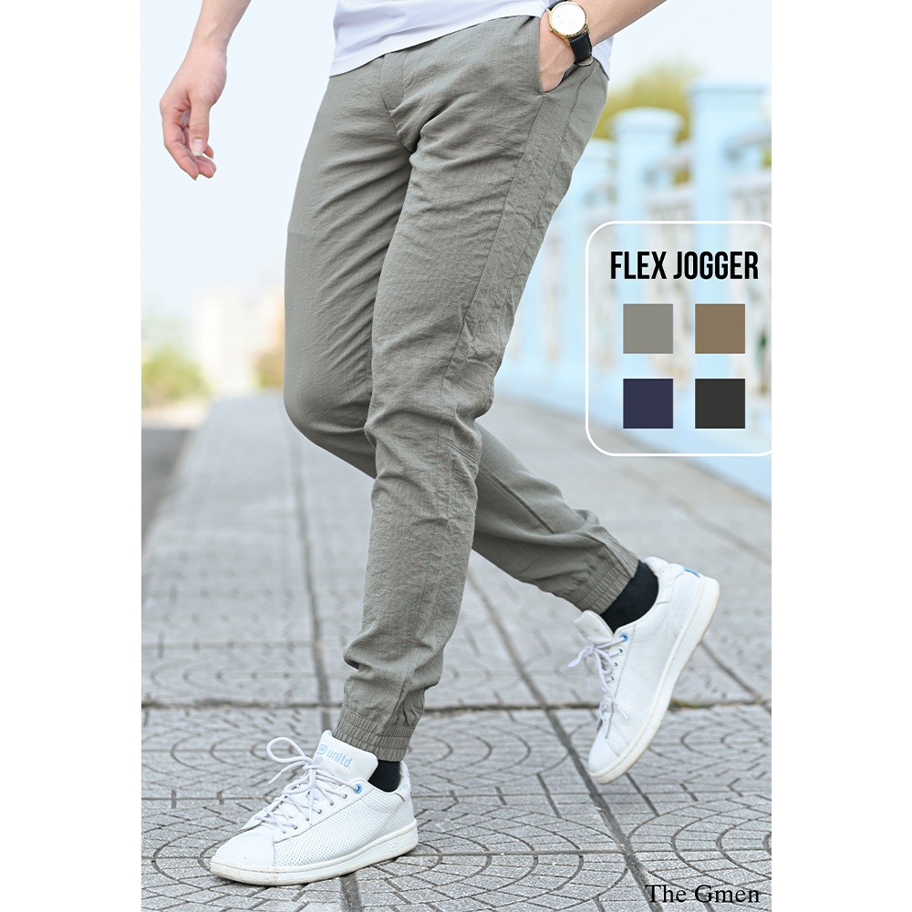 Quần jogger nam The GMEN Flex Jogger chất liệu linen lưng thun co giãn