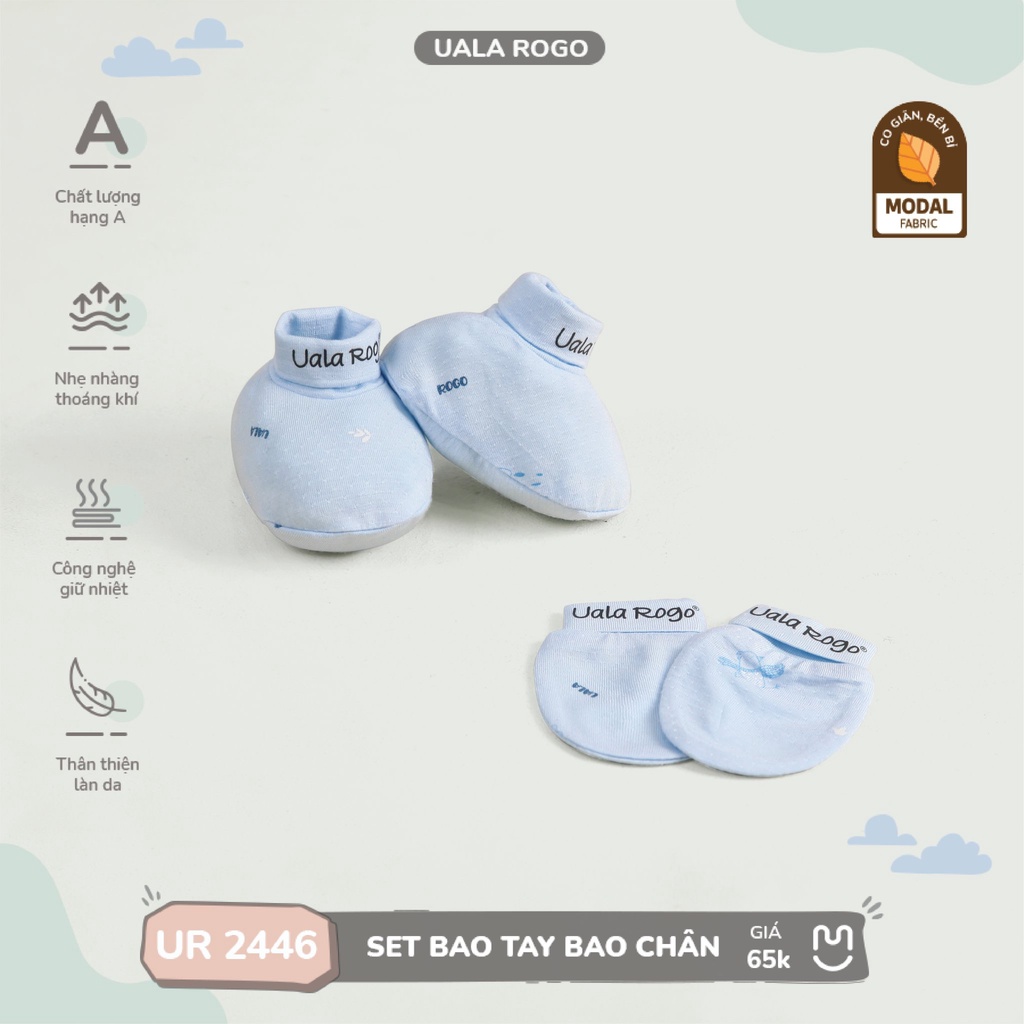 Set bao tay chân Ualarogo cho bé 0-9M vải Modal Fabric hoạ tiết dễ thương