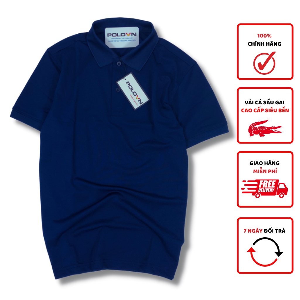 Áo thun Polo nam cổ bẻ Basic màu Xanh Navy , vải cá sấu - không xù lông, không ra màu, thấm hút mồ hôi, form regular fit