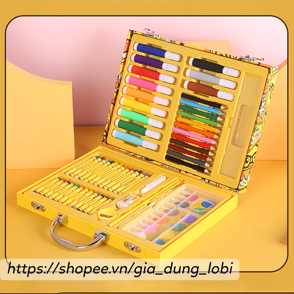 Bộ bút chì màu G.Duck 67 chi tiết cho bé hộp sáp màu kèm dụng cụ học tập có hộp sẳt đựng