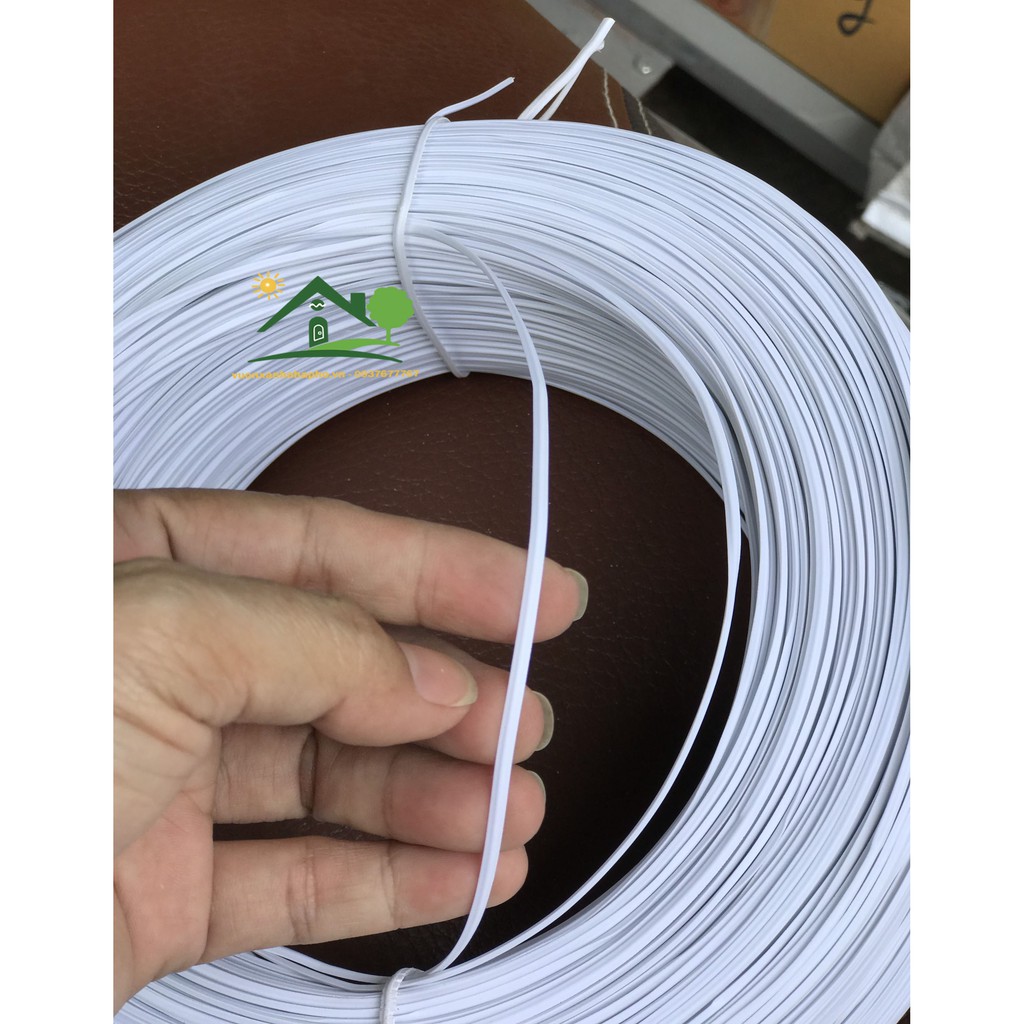 Cuộn 2kg Dây Kẽm Bọc Nhựa Màu Trắng Dẹp Dùng Buộc Cành Buộc Linh Kiện Làm Vườn, May Khẩu Trang