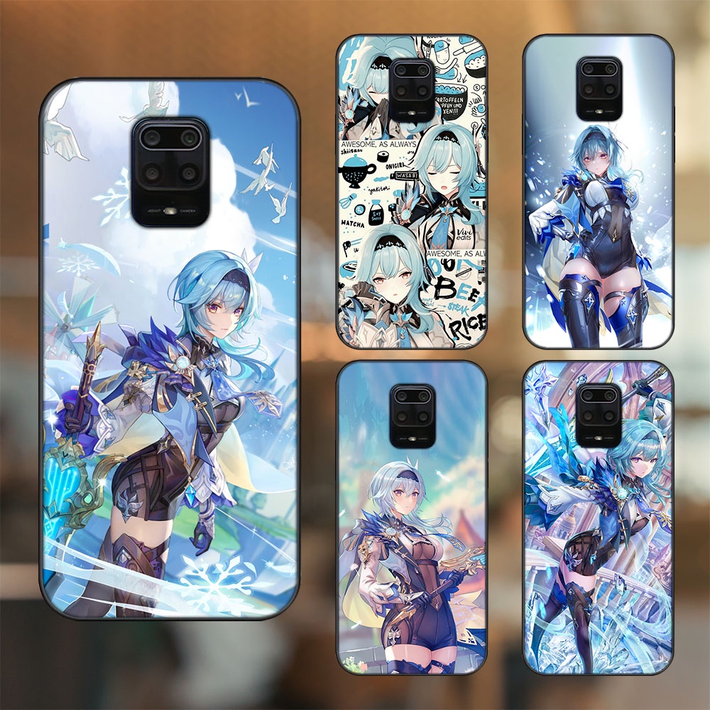 Ốp lưng Xiaomi Redmi Note 9s, Note 9 Pro viền đen in hình Eula Genshin Impact