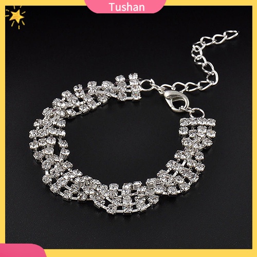 Vòng đeo tay mạ bạc đính đá sang trọng hợp thời trang