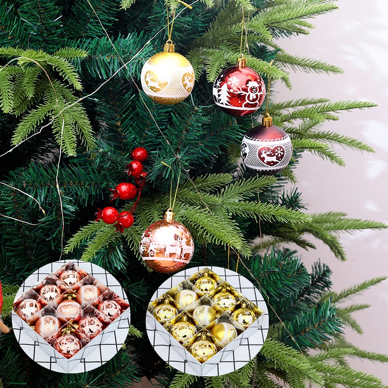 Set 9 quả châu 6cm trang trí cây thông giáng sinh năm mới