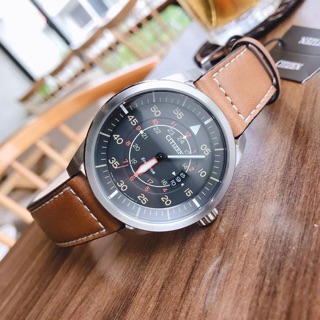 Đồng hồ nam Citizen Eco-Drive dây da nâu – AW1361-10H