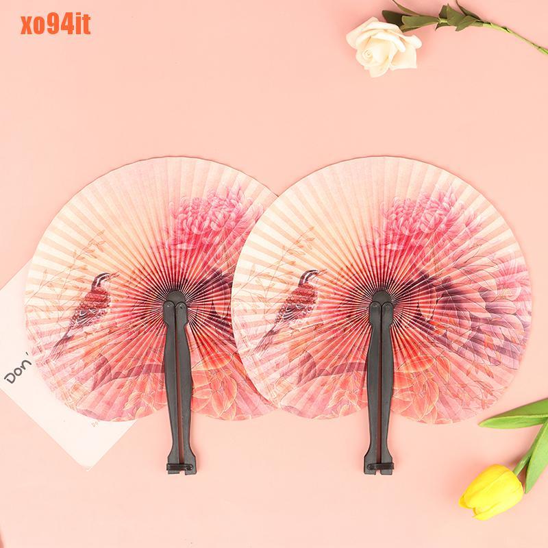 5Pcs Chinese Paper Folding Hand Fan Oriental Floral Fancy Fans Random for