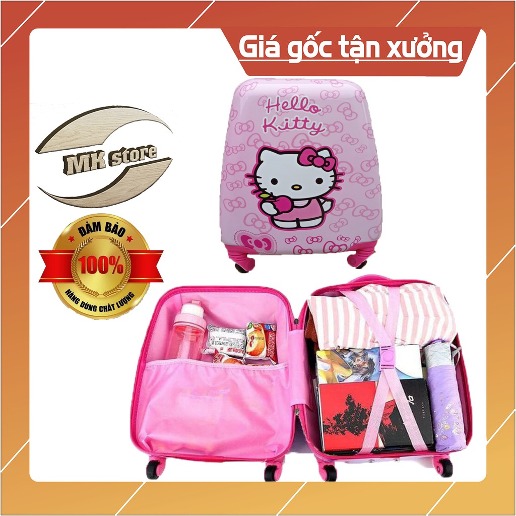 Vali Kéo Hello Kitty Đơn Màu Hồng Dễ Thương size 18