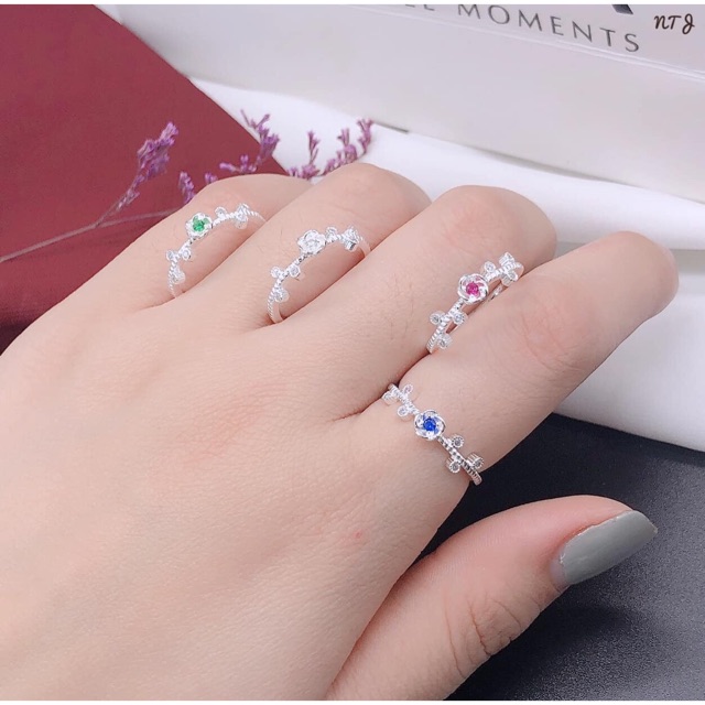 NHẪN HOA LEO NHIỀU MÀU - NHẪN NỮ BẠC TA
