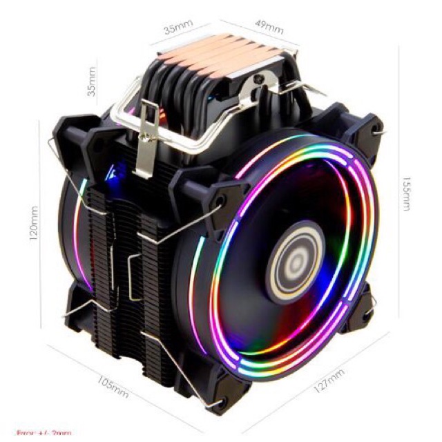 Tản nhiệt khí CPU chính hãng ALSEYE 6 ống đồng 2 fan RGB newbox