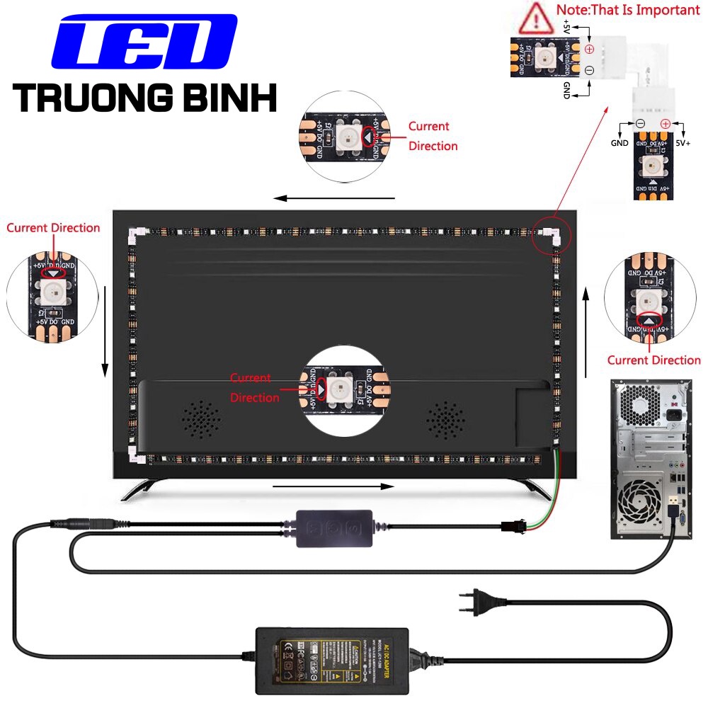 SP616E AMBILIGHT BỘ ĐIỀU KHIỂN LED FULL MÀU ARGB WS2812B NHÁY THEO NHẠC VÀ HẮT VIỀN MÀN HÌNH PC