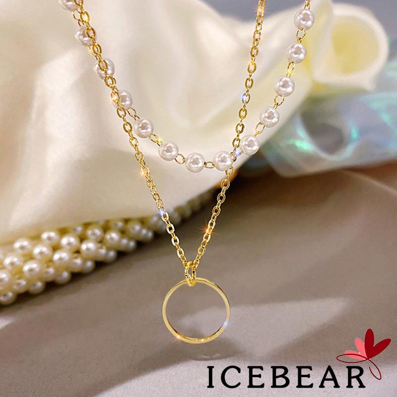 Vòng cổ Hai Lớp Đính Ngọc Trai Giả Thời Trang Dành Cho Nữ