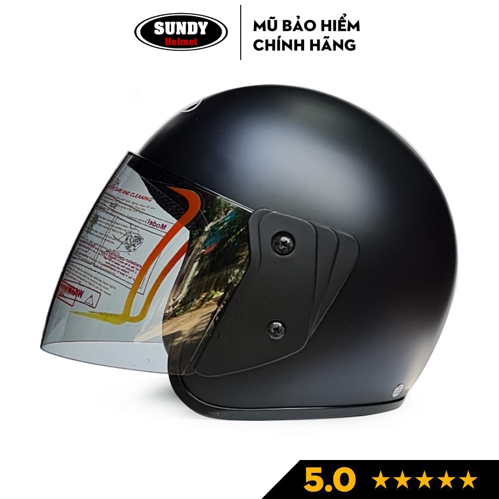 Mũ bảo hiểm 3/4 đầu có kính SUNDY HP05K chính hãng, size 56-58cm, kính dài che cả mặt cho cả nam và nữ