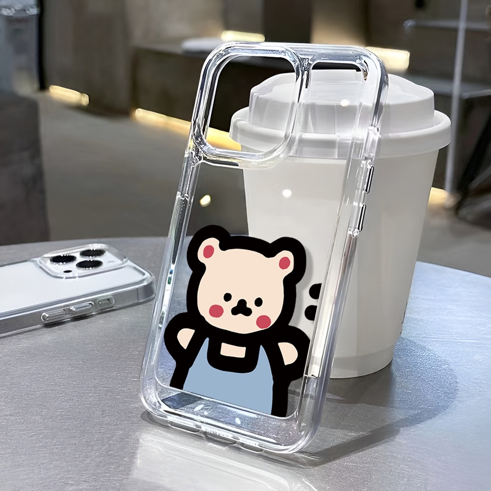Ốp Điện Thoại Trong Suốt Họa Tiết Chú Gấu Mặc vest Xanh Dương Cho iphone 14ProMax 14Plus 13 11 12 7Plus X XR