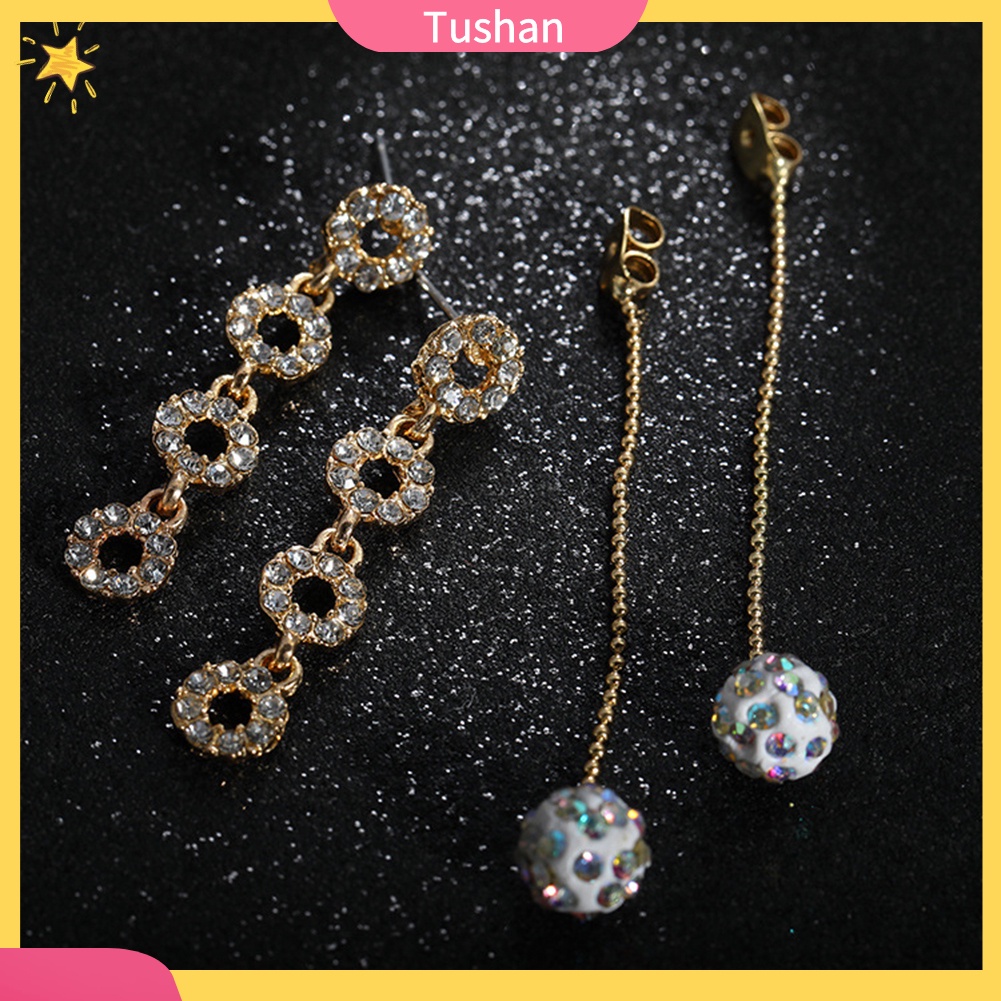 Khuyên tai dài đính đá giả thời trang xinh xắn cho nữ