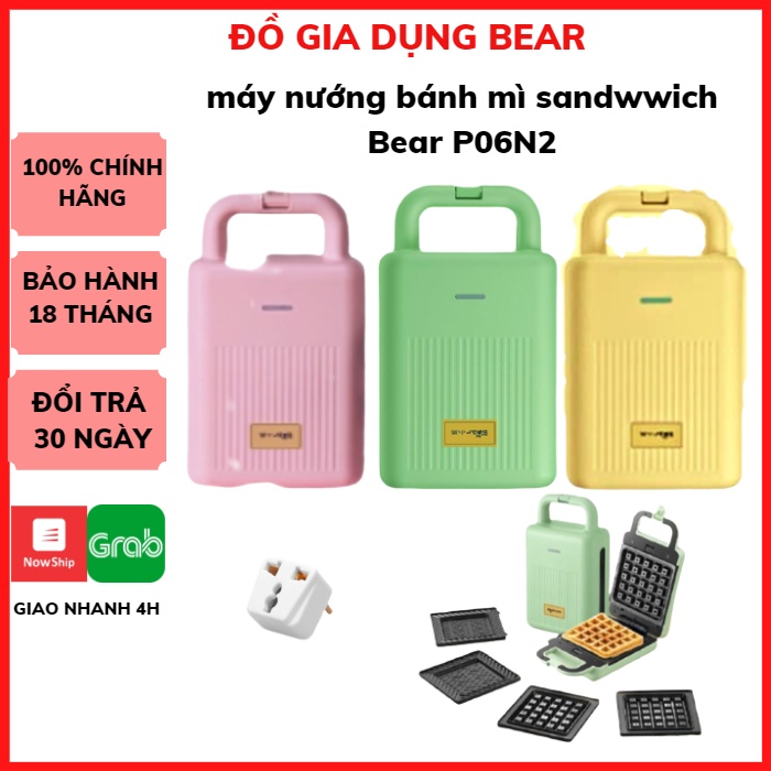 Máy Kẹp Nướng Bánh Mì Mỳ Sandwich Bear P06N2, làm bánh Waffle -Bánh Quế - Hotdog -Làm Bữa Sáng Cho Gia ĐìnhanfhH 12 th