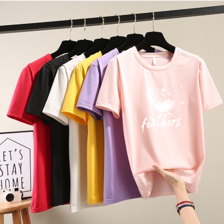 Áo thun ZHELIHANGFEI ngắn tay dáng rộng in chữ cho nữ