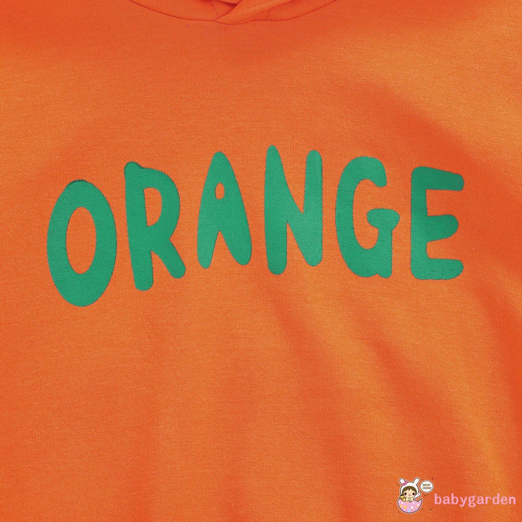 Bộ áo liền quần có nón tay dài cổ tròn in chữ thời trang cho bé