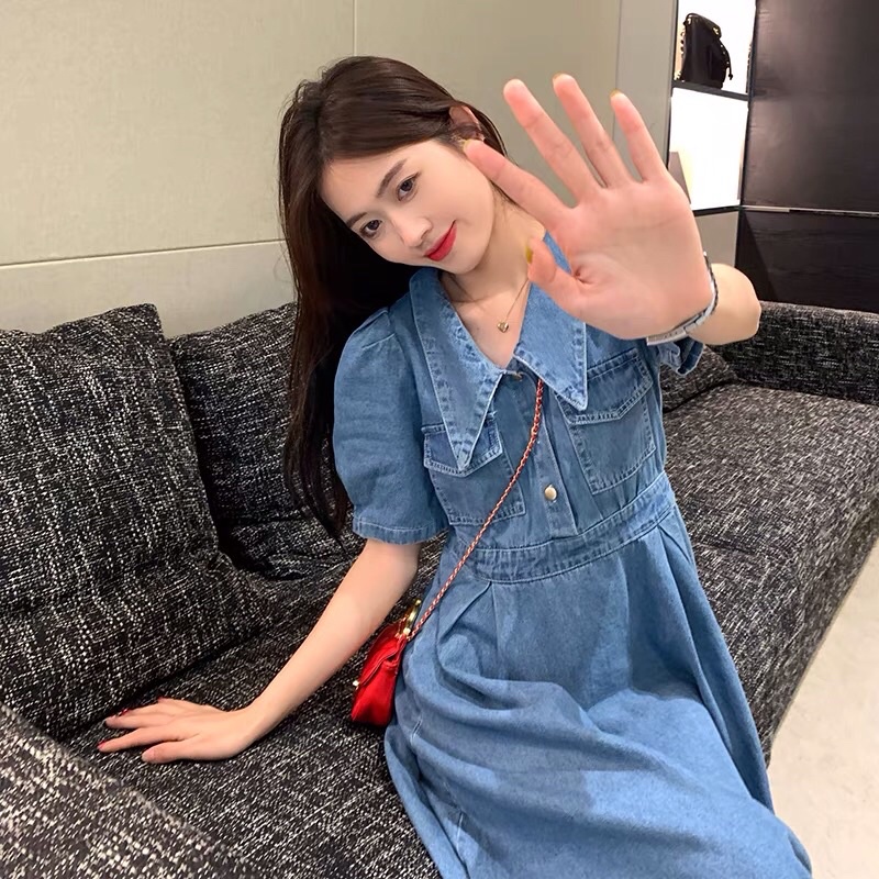 Đầm jean bò ngắn tay dễ thương