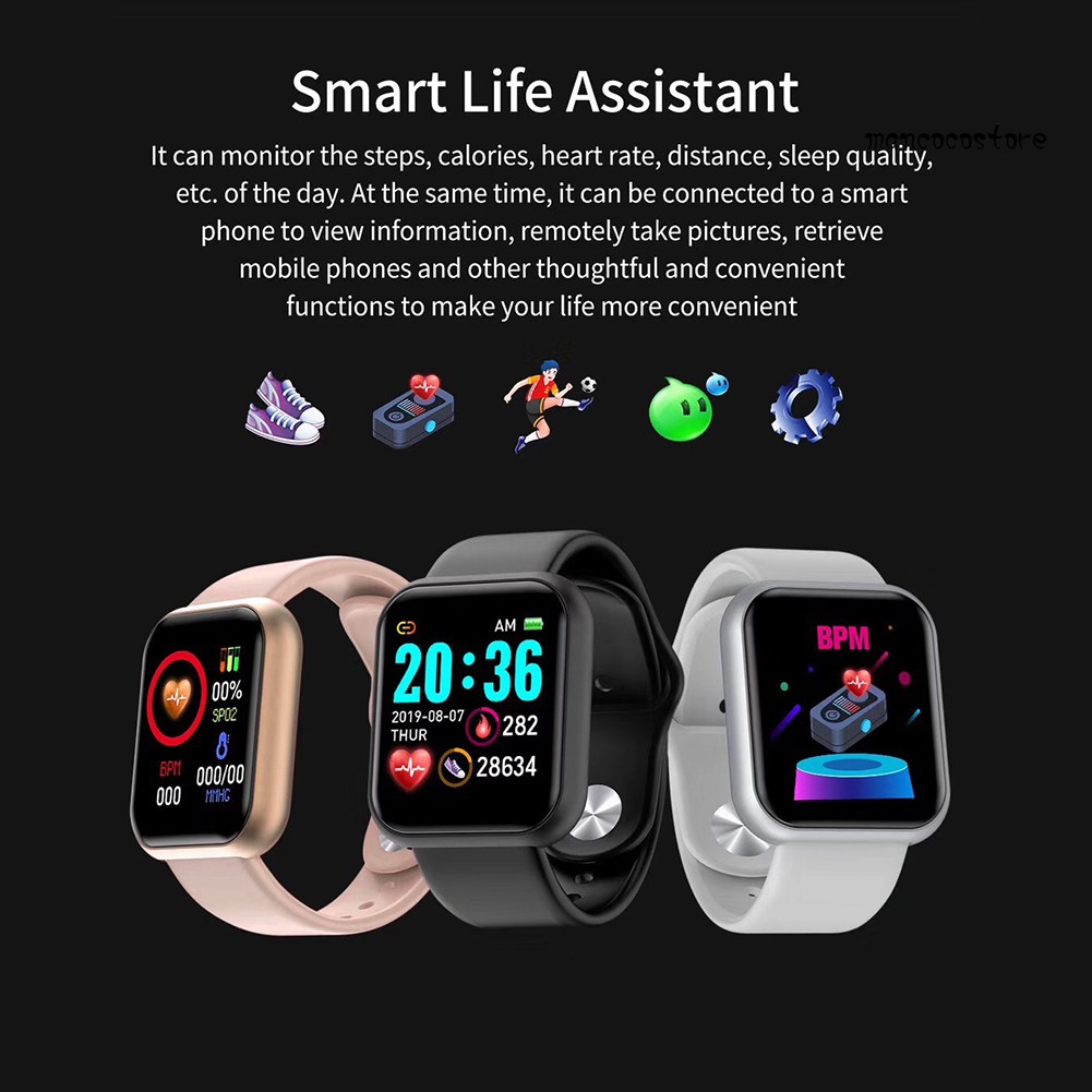🇻🇳🔥Top sale🔥Mancocostore Y68 Waterproof Heart Rate Blood Pressure Monitor Smart Bracelet for iOS Android