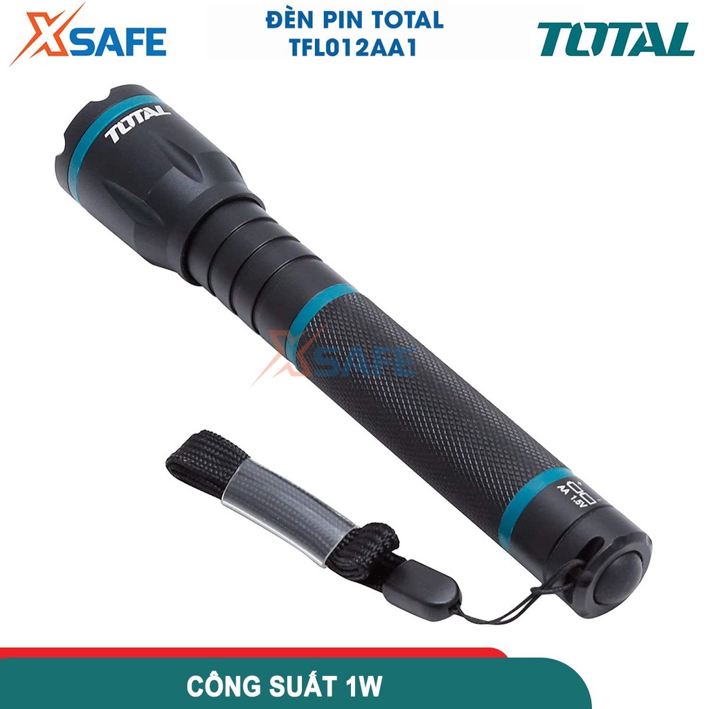 Đèn pin TOTAL công suất 1-3W, vỏ hợp kim nhôm siêu bền, tuổi thọ đèn 100000h, KHÔNG KÈM THEO PIN, công tắc ở đuôi