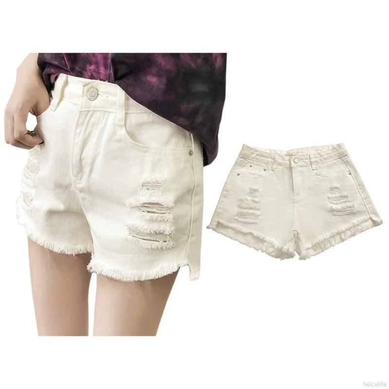 Quần đùi jeans phối rách thời trang cá tính cho nữ