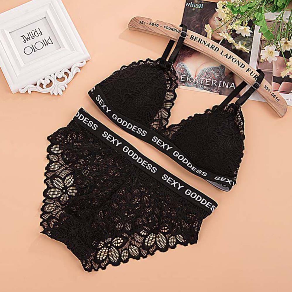 Bộ Đồ Lót Viền Chữ Phối Ren Đệm Mỏng Nâng Đẩy Ngực Gợi Cảm (C266) C | BigBuy360 - bigbuy360.vn