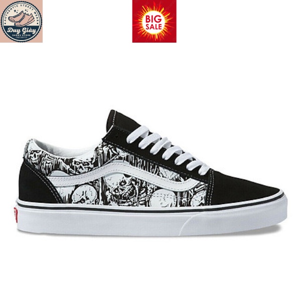 Giày 𝐕𝐀𝐍𝐒 old skool skulls đầu lâu , Giày Vans đen hình đầu lâu mới 2022 cực chất full box bill