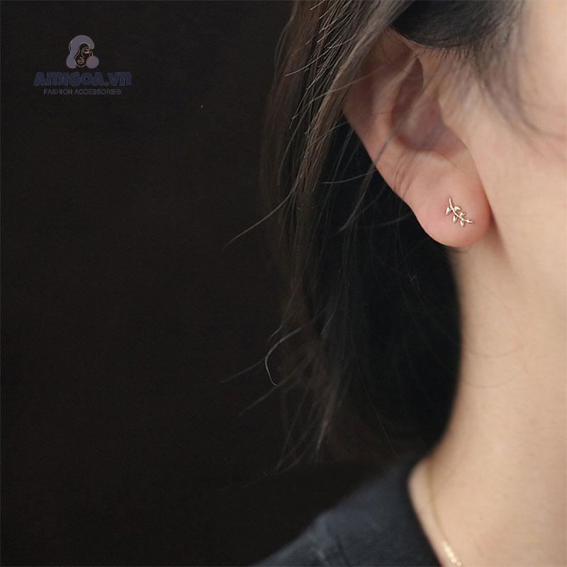 Bông Tai Mạ Bạc Hình Chiếc Lá Xinh Xắn Thời Trang Cho Nữ