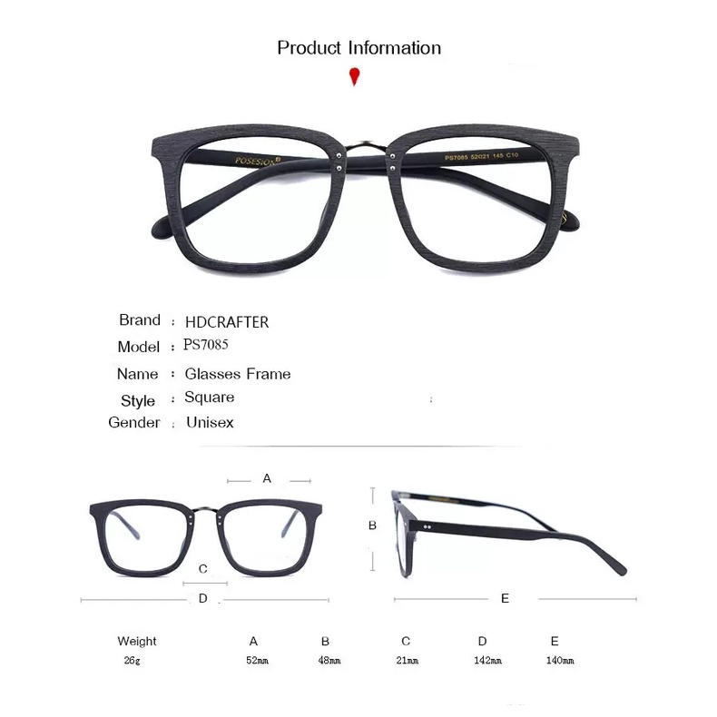 Gọng Kính Vuông Bằng Gỗ Thời Trang 2019