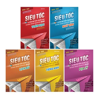 Sách Combo 5 cuốn Mega 2020 - Siêu tốc luyện đề THPT Quốc Gia Toán - Văn - Anh - Sử - Địa (Tặng Nhật lý luyện đề)