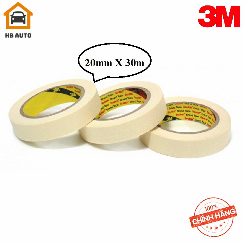 Băng keo giấy siêu dính 3M Masking Tape 2600 (20mmx30m) Trắng