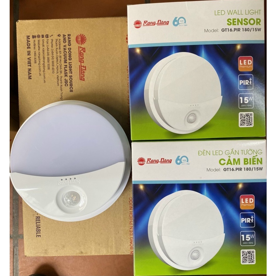 Đèn LED gắn tường cảm biến 15W Rạng Đông Model GT16.PIR 180/15w
