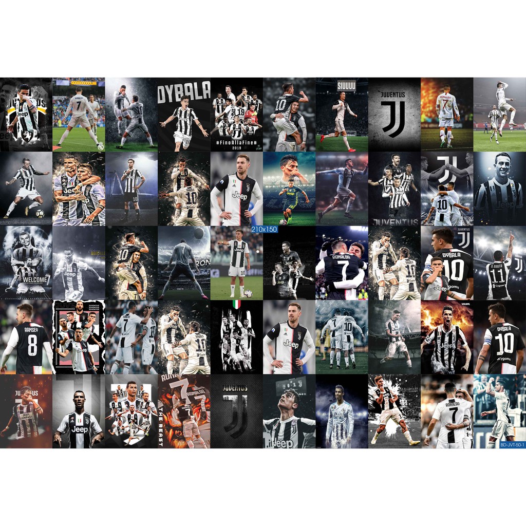 Combo Set 50 tờ Decal dán tường đội bóng Juventus
