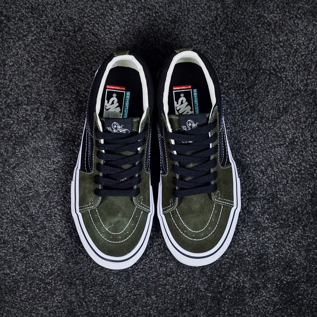 Giày Trượt Ván Chuyên Nghiệp VANS SKATE GROSSO MID PRO Midnight Màu Xanh Lá Phong Cách Retro Đường Phố 1692