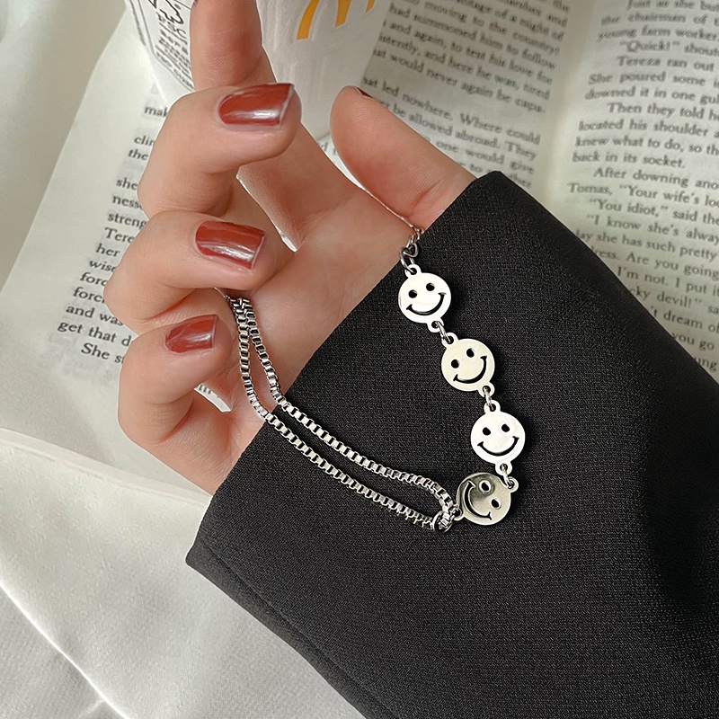 Vòng Tay Lucky Smile Chain Bracelet Fashion Unique Silver Link Party Bracelets for Women Female Jewelry Accessories | BigBuy360 - bigbuy360.vn