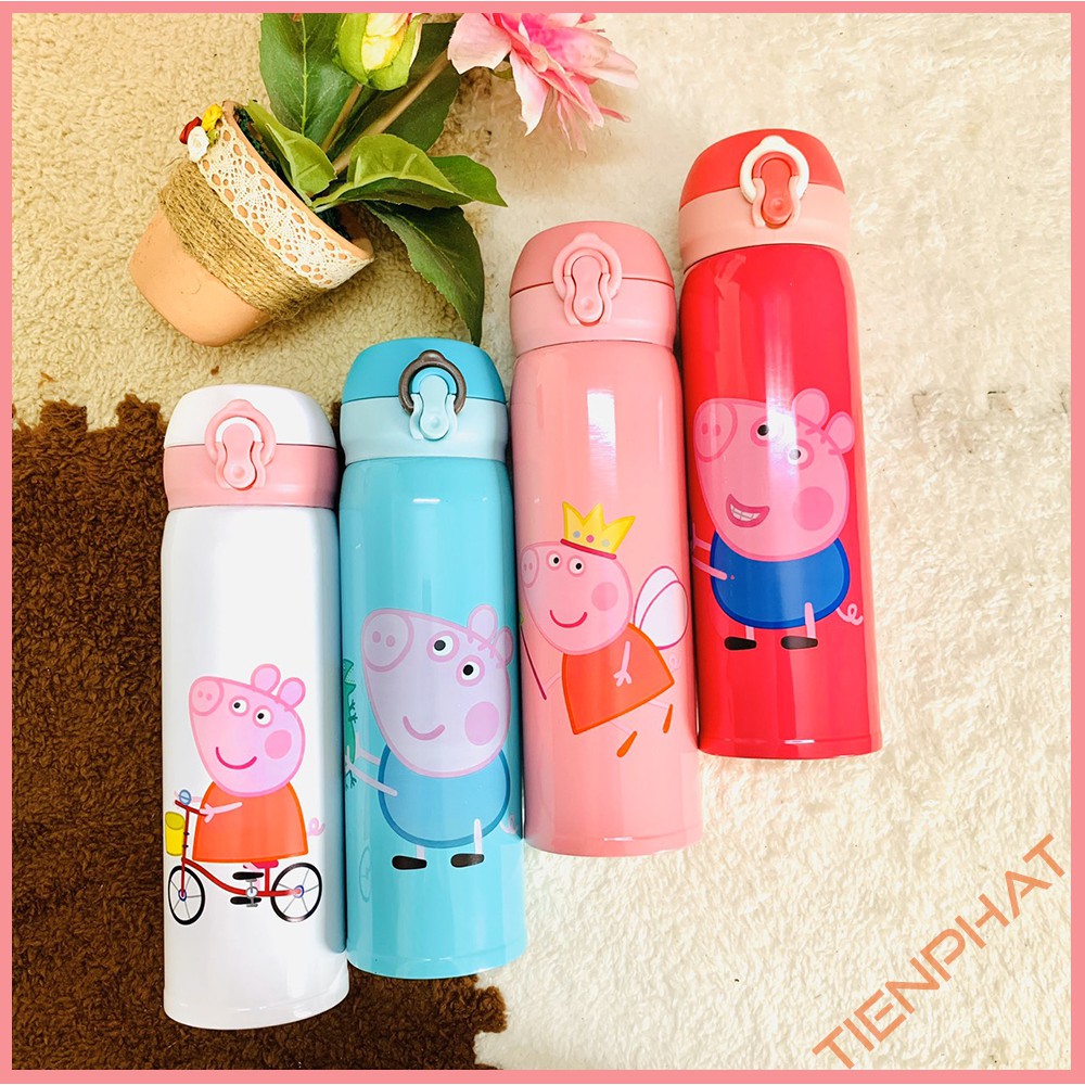 Bình giữ nhiệt 500ml cute - Bình giữ nhiệt heo peppa (ảnh + video thật)