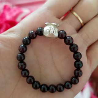 Vòng Garnet mix charm Bạc Cao cấp