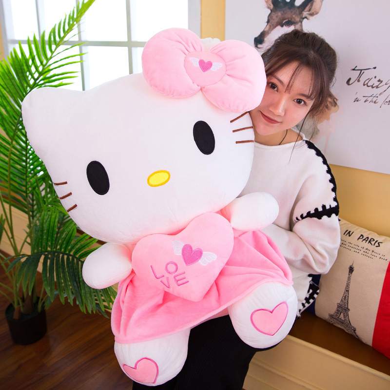 đồ chơi nhồi bông Hình Mèo Hello Kitty Dễ Thương 30-55cm