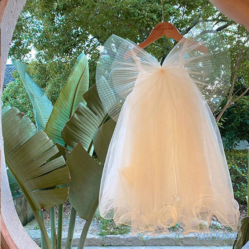 Đầm Công Chúa Hai Dây Đính Nơ Lưng Cho Bé Gái