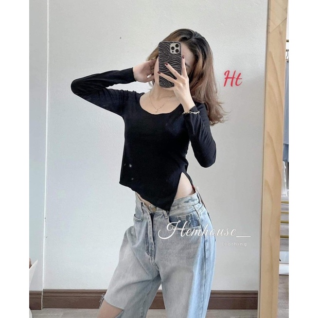 Áo thun bozip xẻ tà HT12