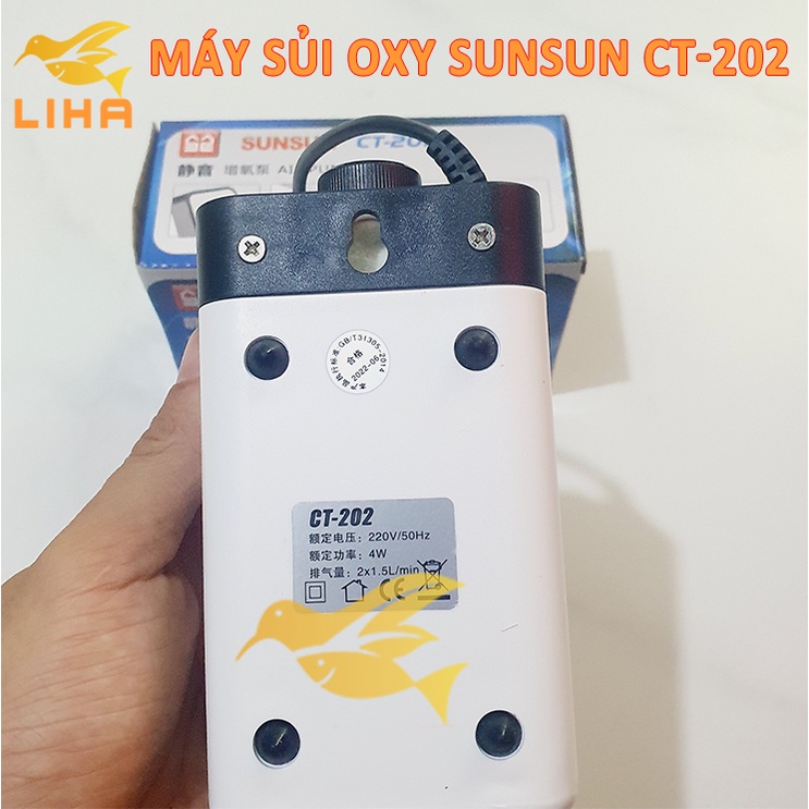 Máy Sủi Oxy 2 Vòi Sunsun CT-202 (4W-2x1.5Lít/Phút) - Máy Oxi Siêu Êm Cho Bể Cá