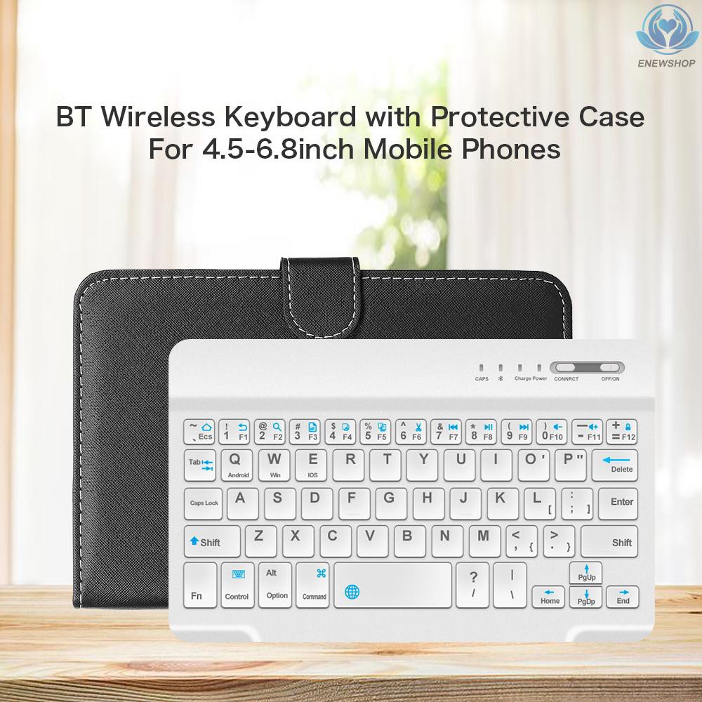 Bao Da Pu Kèm Bàn Phím Không Dây Di Động Tiện Dụng Cho Điện Thoại 4.5-6.8inch