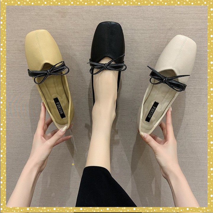 [ 𝒂̉𝒏𝒉 𝒕𝒉𝒂̣̂𝒕 + 𝒗𝒊𝒅𝒆𝒐 ] Giày Búp Bê Nữ - giày nữ đế bệt Thắt Nơ Mẫu Mới 2021. Êm Ái Trên Từng Bước Đi.