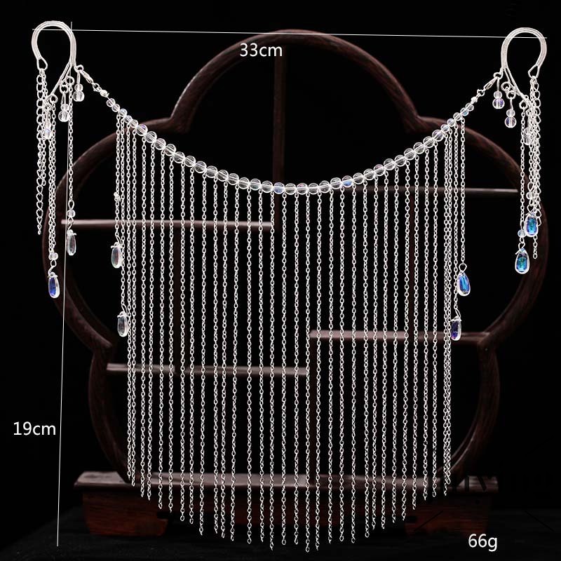 GETNOIVAS Mạng che mặt kiểu treo tai phối tua rua dài phong cách Trung Quốc cho nữ